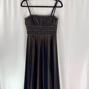 BCBG black dress with tulle and nude underlay